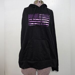 Mossy Oak Fishing Black Hoodie Purple Flag Design Size Large